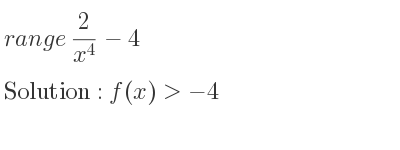 The range of 2/(x^4)-4 is f(x)>-4